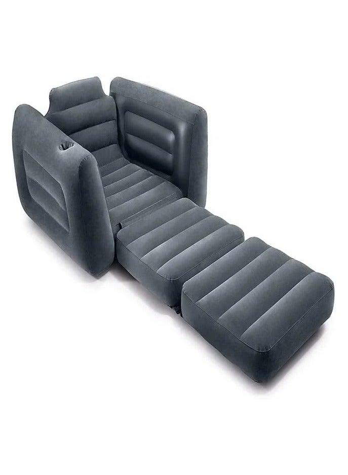 INTEX Inflatable 1 Seater Pull Out Sofa Bed  Compact & Versatile 17.78x33.2x36.83 cm Grey Couch for Indoor and Outdoor Use - Image 2