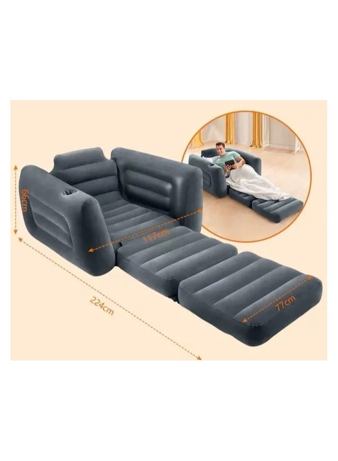 INTEX Inflatable 1 Seater Pull Out Sofa Bed  Compact & Versatile 17.78x33.2x36.83 cm Grey Couch for Indoor and Outdoor Use - Image 3