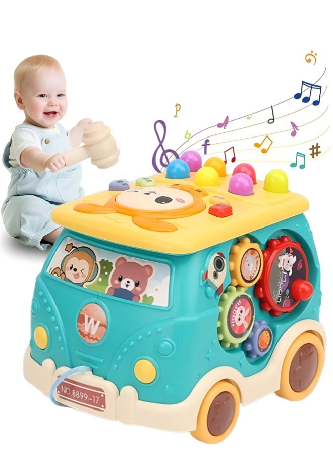 ألعاب دق للأطفال الصغار، لعبة تعليمية، لعبة جر على شكل حافلة، لعبة مطرقة تفاعلية للأطفال، ألعاب حسية للأطفال الصغار، لعبة ضرب الخلد، هدية للأولاد والبنات الصغار - Image 1