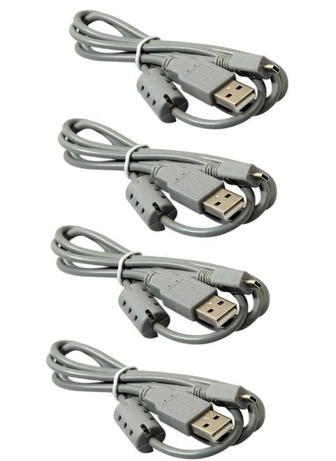 مجموعه من 4 كابل بيانات USB صغير 5Pin إلى USB 2.0 ذكر للقرص الصلب والكاميرا ووحدة تحكم بلايستيشن 3 والهاتف بطول 10 متر