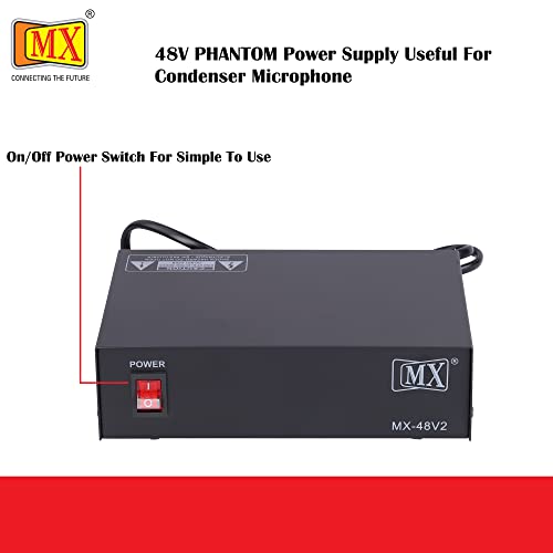 MX 48V Phantom Power Supply — Single-Channel Phantom Power for Condenser Microphones, Balanced XLR in/Out, LED Indicator, Compact Studio Recording Accessory - Image 4