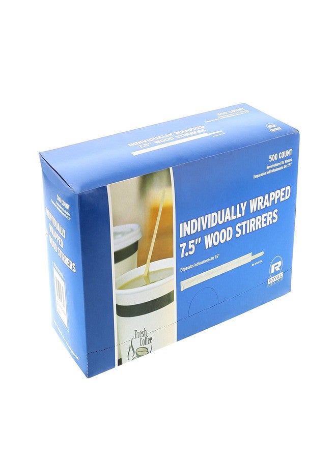 Royal 7.5 Inch Individually Wrapped Wood Coffee Stirrers, Package of 500 - Image 5