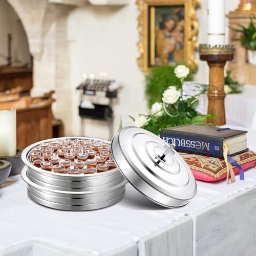 Jingmore Communion 2 Trays with Lid Christmas Holy Wine Serving Trays House up 80 Cups Stacking Stainless Steel Churches Ware Wine Bread Christmas Party Supplies(Silver) - Image 5