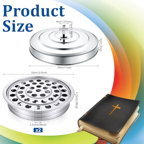 Jingmore Communion 2 Trays with Lid Christmas Holy Wine Serving Trays House up 80 Cups Stacking Stainless Steel Churches Ware Wine Bread Christmas Party Supplies(Silver) - Image 2