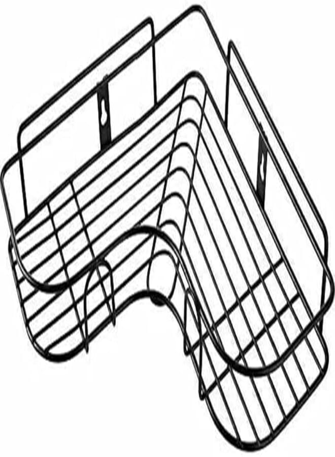 Gikvni Wall Hanging Rack Storage Shelves, Self-Adhesive Metal Bathroom, Kitchen Spice Bottle Storage Rack Corner Shelf-1 pcs