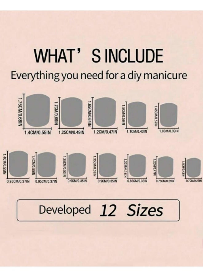 KHAJUL 240-Piece Short Round Press-On Nails, Multi-Color Mixed Fake Nail Patches for Nail Art Supplies (Pink, Green, Purple,Yellow) - Image 2