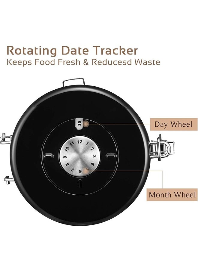 Arabest - Coffee Canister Stainless Steel Food Storage Container with Date Tracker, CO2 Release Valve and Measuring Scoop for Beans Grounds Tea Flour Cereal Sugar, Black - Image 1