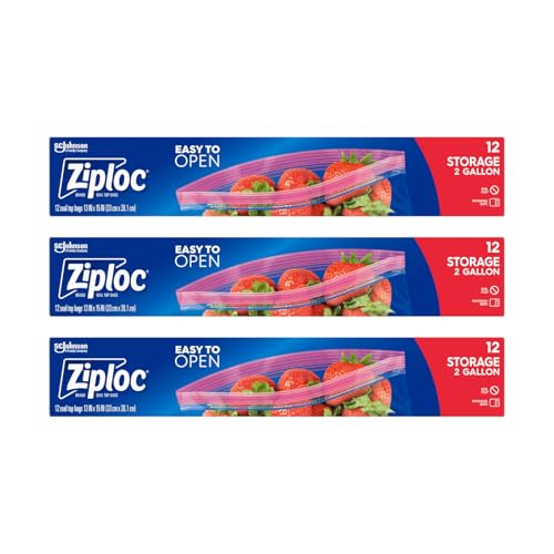 Ziploc Double Zipper Storage Bag, 2 Gallon Jumbo, 12-Count(Pack of 3) - Image 1
