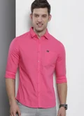 ذا انديان كراج كو Men Slim Fit Solid Full Sleeves Cutaway Collar Casual Shirt