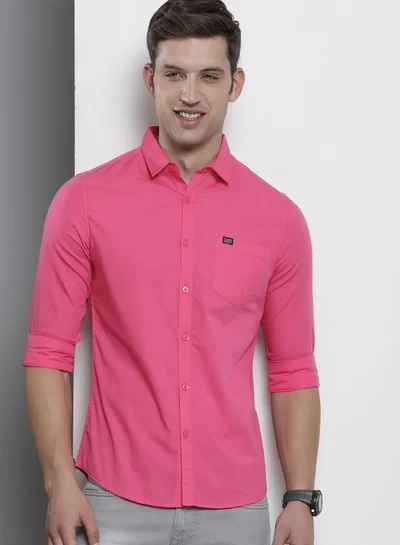 The Indian Garage Co Men Slim Fit Solid Full Sleeves Cutaway Collar Casual Shirt