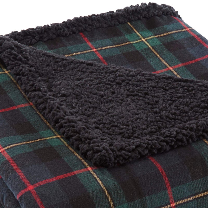 Eddie Bauer - Throw Blanket, Brushed Fleece & Plush Sherpa Bedding, Throw Blanket for Couch & Bed (Pine Tartan Dark Green, 50" x 60") - Image 2