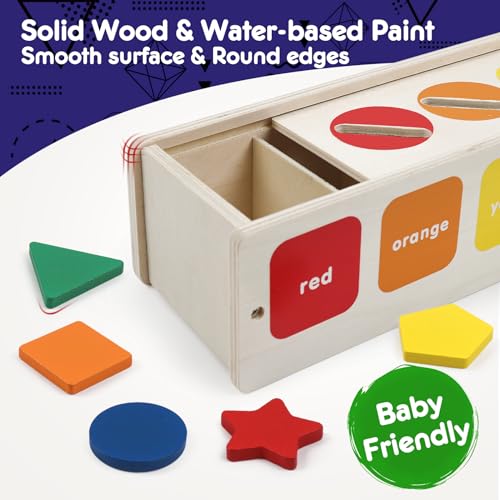 ROOCHKD Wooden Sorting Toys Montessori Color Shape Sorter Class Activity Toddlers Fine Motor Game for Colors and Shapes Recognition Xmas Stocking stuffers New Year Gifts for 25 Year Old Boys and Girls - Image 5
