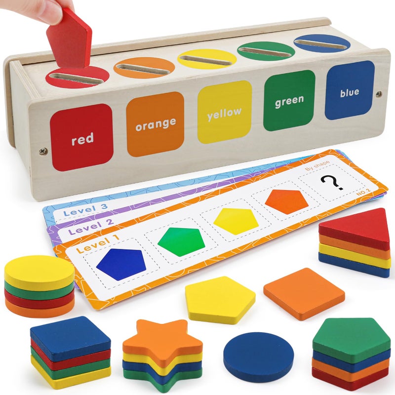 ROOCHKD Wooden Sorting Toys Montessori Color Shape Sorter Class Activity Toddlers Fine Motor Game for Colors and Shapes Recognition Xmas Stocking stuffers New Year Gifts for 25 Year Old Boys and Girls - Image 3