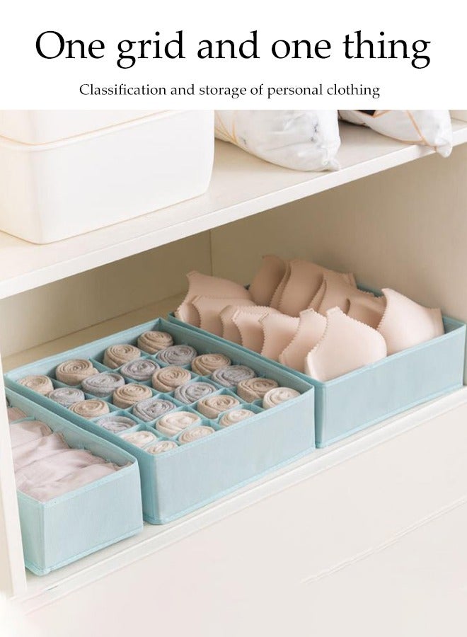 DUNISO 3 Pcs Underwear Drawer Organizer，Foldable Cabinet Organizer ,Stackable Storage Box，Space Saving,Sturdy and Durable,for Baby Clothes, Bra, Socks, Underwear, Ties (Blue)  - Image 4