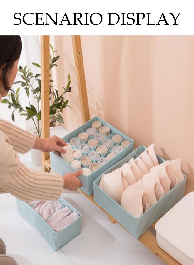DUNISO 3 Pcs Underwear Drawer Organizer，Foldable Cabinet Organizer ,Stackable Storage Box，Space Saving,Sturdy and Durable,for Baby Clothes, Bra, Socks, Underwear, Ties (Blue)  - Image 3
