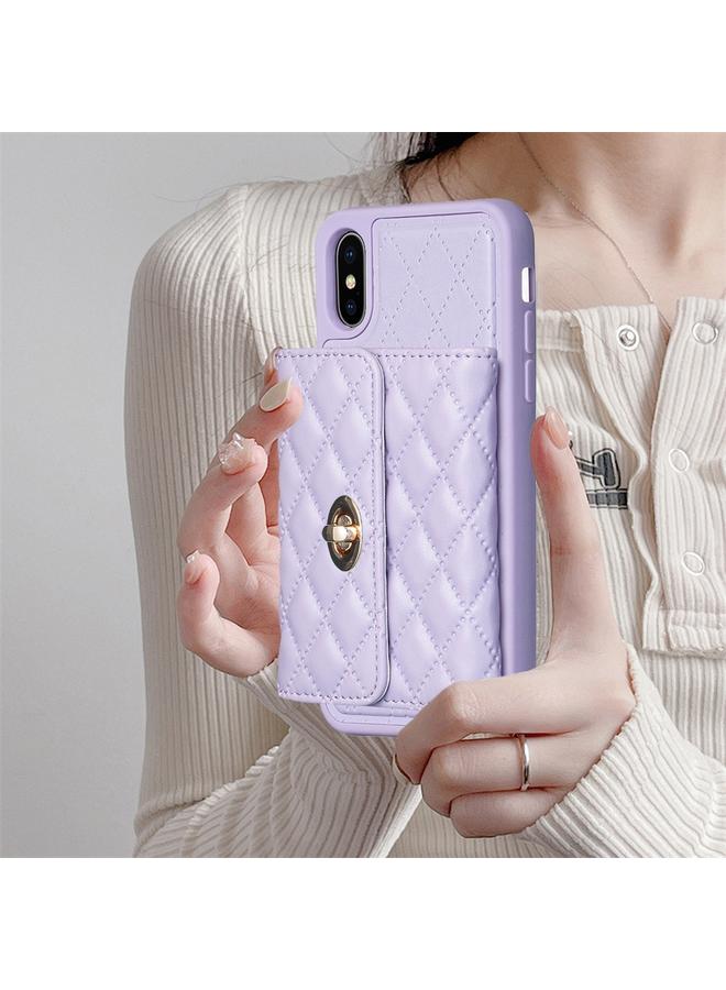 اس-توب جراب لهاتف iPhone X / XS بمشبك معدني أفقي ومحفظة جلدية على شكل معين - Image 2