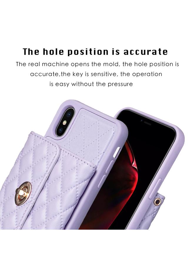 اس-توب جراب لهاتف iPhone X / XS بمشبك معدني أفقي ومحفظة جلدية على شكل معين - Image 3