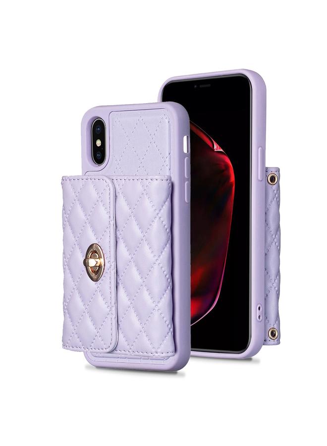 اس-توب جراب لهاتف iPhone X / XS بمشبك معدني أفقي ومحفظة جلدية على شكل معين - Image 1