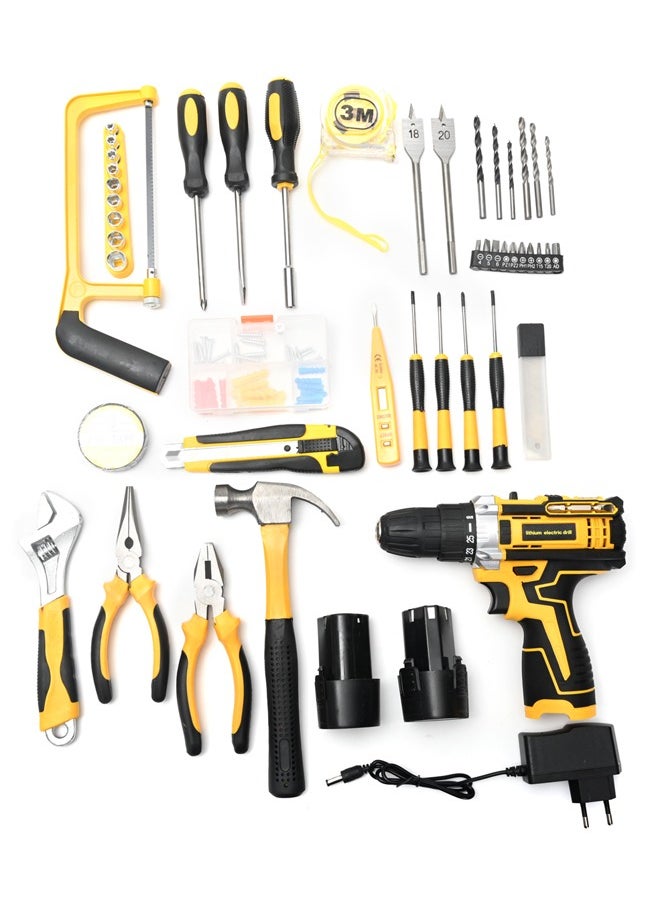 Generic - Electric Drill Set - 12Volt With Tools - Cordless Lithium-Ion Drill with Dual-Speed, 2 Batteries, Adjustable Torque, 3/8" Chuck, Storage Case - for Home, DIY, Woodworking, and Repair Projects - Image 1