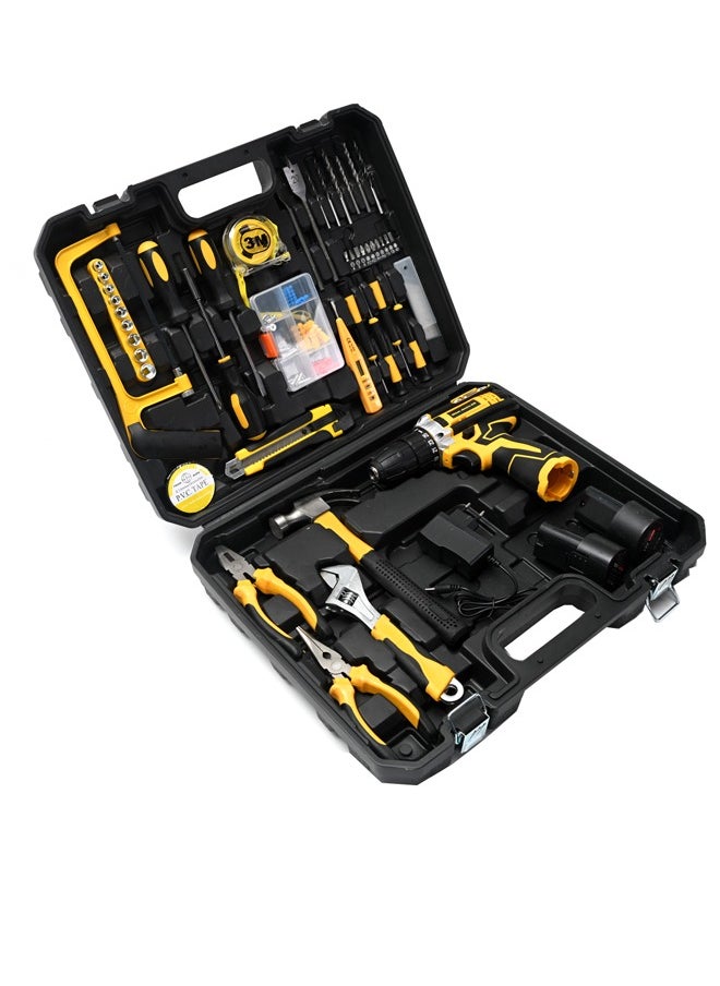 Generic - Electric Drill Set - 12Volt With Tools - Cordless Lithium-Ion Drill with Dual-Speed, 2 Batteries, Adjustable Torque, 3/8" Chuck, Storage Case - for Home, DIY, Woodworking, and Repair Projects - Image 1