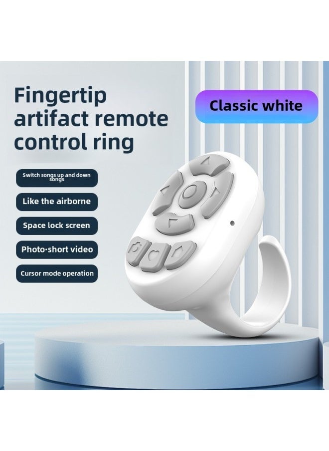 Mobile Phone Bluetooth Remote Control Shake Ring Controller 8 Key Photo Praise Music Switch E-book  Flipper-Color:S29 Paragraph White - Image 2