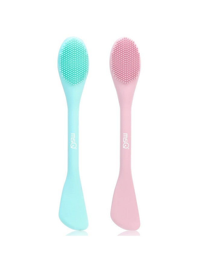 MSQ Silicone Face Mask Brush Soft Facial Cleansing Scrubber 2 Pack Doubleend Facial Mask Brush For Mud Clay Charcoal Mixed Mask Diy Skincare Applicator Tools For Apply Cream Lotion - Image 1