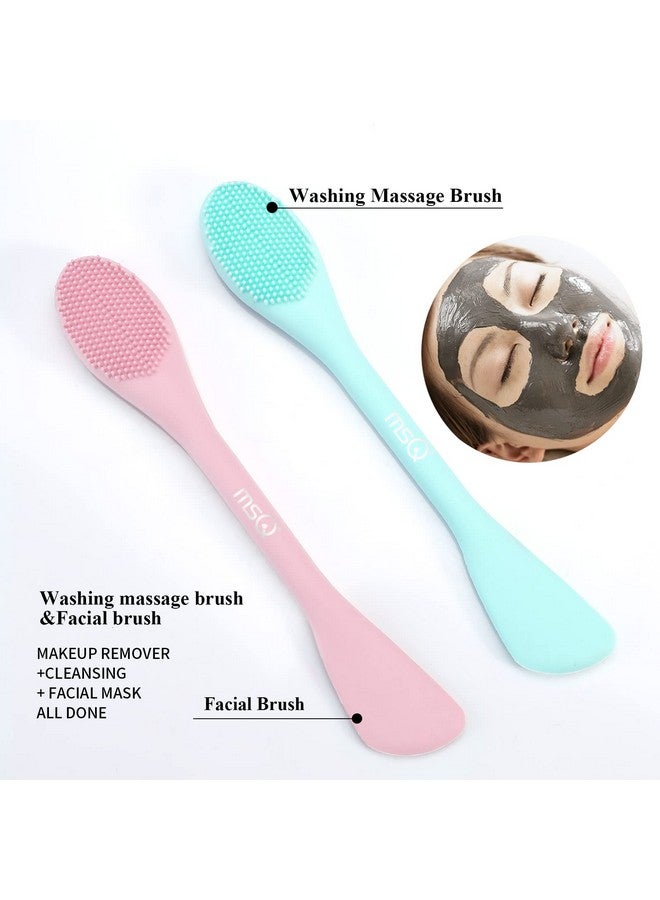 MSQ Silicone Face Mask Brush Soft Facial Cleansing Scrubber 2 Pack Doubleend Facial Mask Brush For Mud Clay Charcoal Mixed Mask Diy Skincare Applicator Tools For Apply Cream Lotion - Image 2