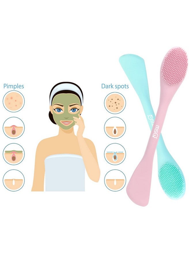 MSQ Silicone Face Mask Brush Soft Facial Cleansing Scrubber 2 Pack Doubleend Facial Mask Brush For Mud Clay Charcoal Mixed Mask Diy Skincare Applicator Tools For Apply Cream Lotion - Image 4