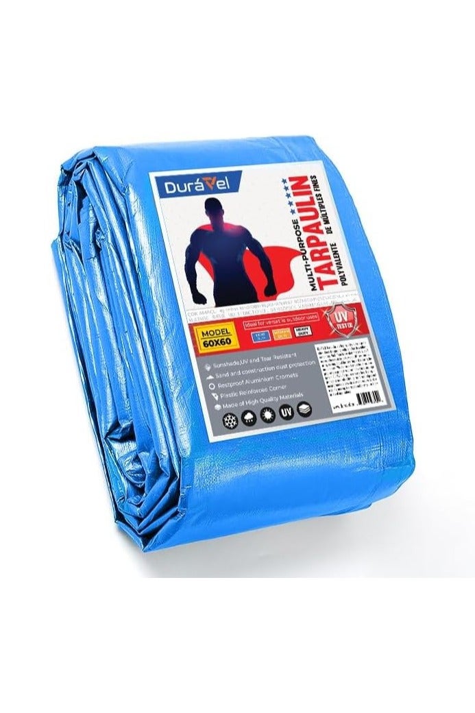 Duravel Waterproof Ground Cover Sheet Tarpaulin for Outdoors,Tarpaulin Tirpal Tadpatri Tharpai Thadika Cover for Car Boat Camping Firewood Woodpile(4.3 x 5Mtrs) - Image 1