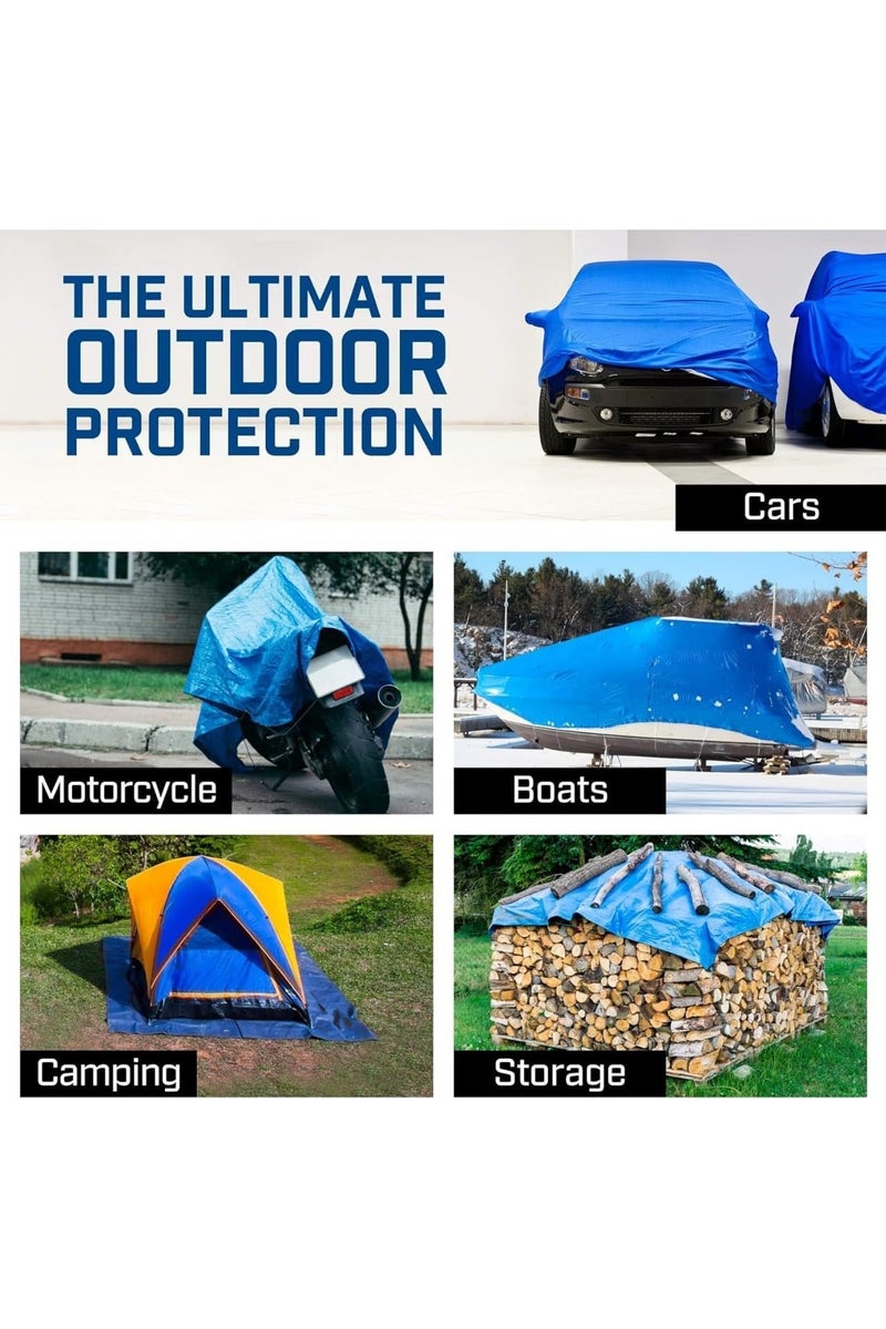 Duravel Waterproof Ground Cover Sheet Tarpaulin for Outdoors,Tarpaulin Tirpal Tadpatri Tharpai Thadika Cover for Car Boat Camping Firewood Woodpile(4.3 x 5Mtrs) - Image 3