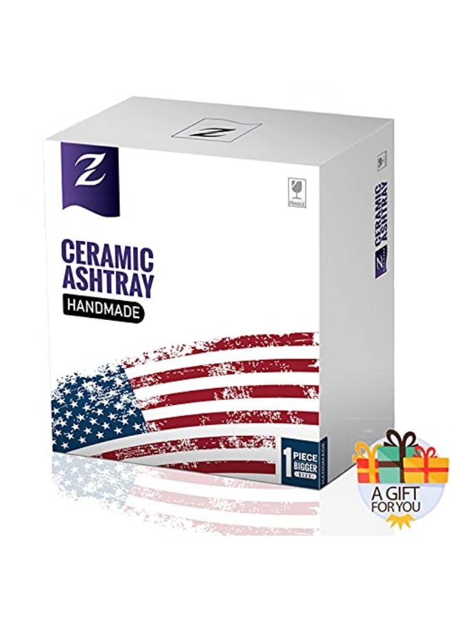 Glsairy 5.7" Ceramic Ashtray with Lids Windproof Cigarette Ashtray for Indoor or Outdoor Use Ash Holder for Smokers Desktop Smoking Ash Tray for Home Office Decoration - Image 2