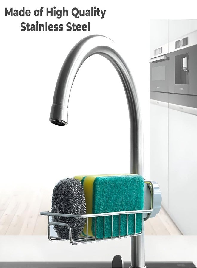 MeeTo Stainless Steel Sink Caddy Organizer, Tap Organiser Clip Storage Rack Practical Home Kitchen Drain Rack with Towel Holder for Soap- Pack of 1 - Image 3