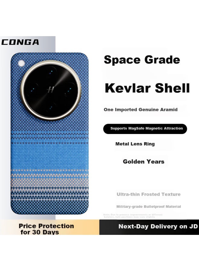 Conga Kevlar Aramid Fiber واقي حماية لـ Oppo Find X8 Ultra، غطاء صلب رقيق للغاية بتغطية كاملة، مقاوم للصدمات، تبديد الحرارة، Dawn Blue، حلقة معدنية رقيقة مغناطيسية، Fire - Image 1