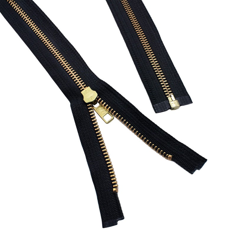YKK 27" Medium Weight Jacket Zipper YKK #5 Brass ~ Separating ~ 580 Black (1 Zipper/Pack) Made in USA - Image 4
