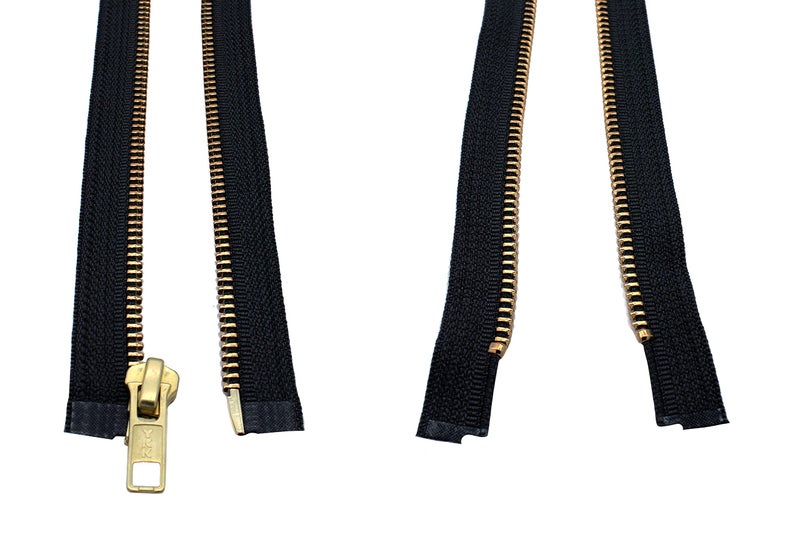 YKK 27" Medium Weight Jacket Zipper YKK #5 Brass ~ Separating ~ 580 Black (1 Zipper/Pack) Made in USA - Image 5