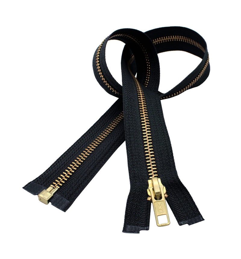 YKK 27" Medium Weight Jacket Zipper YKK #5 Brass ~ Separating ~ 580 Black (1 Zipper/Pack) Made in USA - Image 1