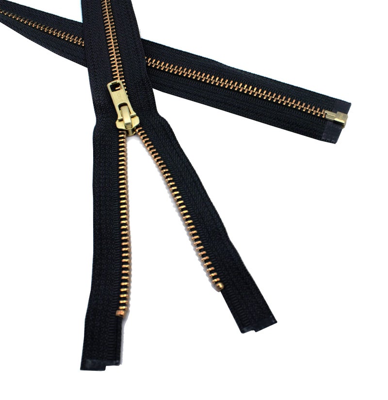 YKK 27" Medium Weight Jacket Zipper YKK #5 Brass ~ Separating ~ 580 Black (1 Zipper/Pack) Made in USA - Image 3