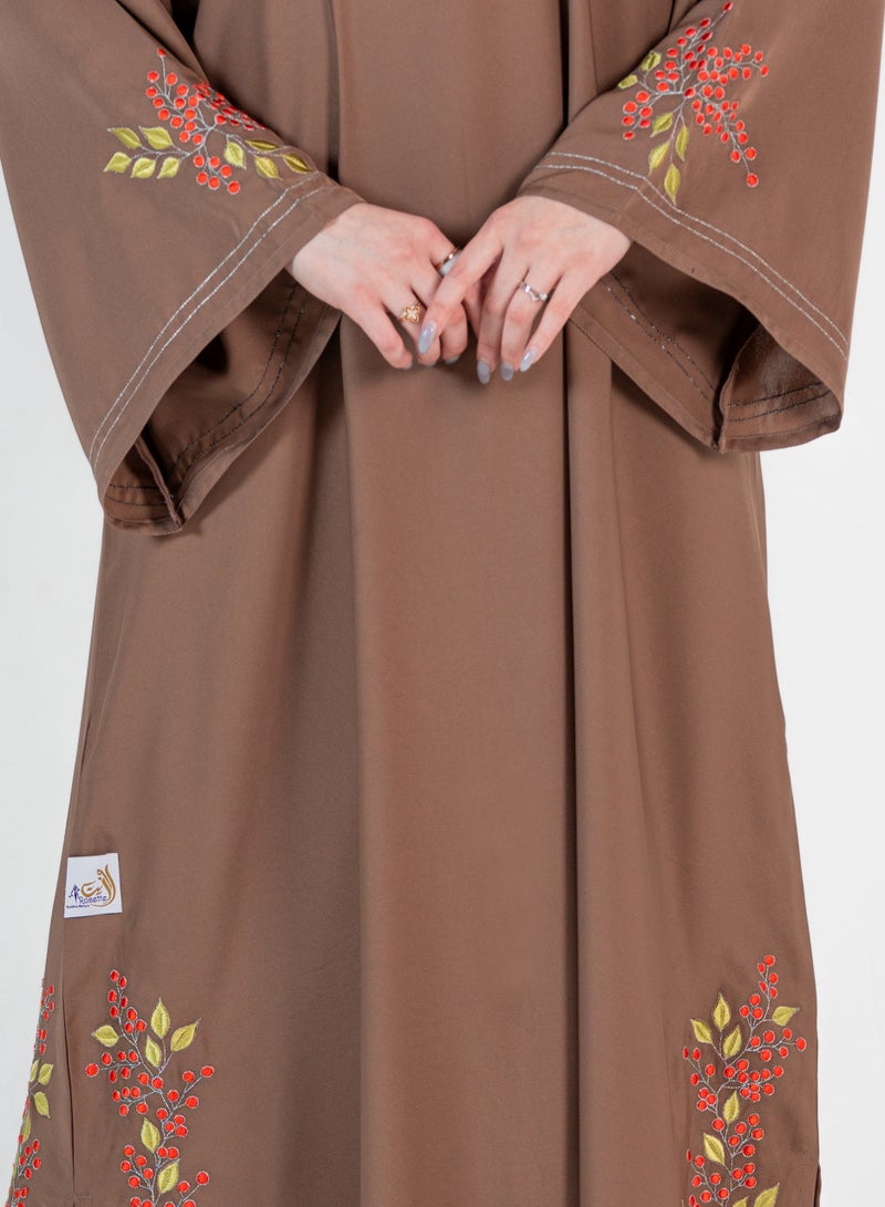 روزيت عباية جلابية تطريز اكمام طويلة - Image 3