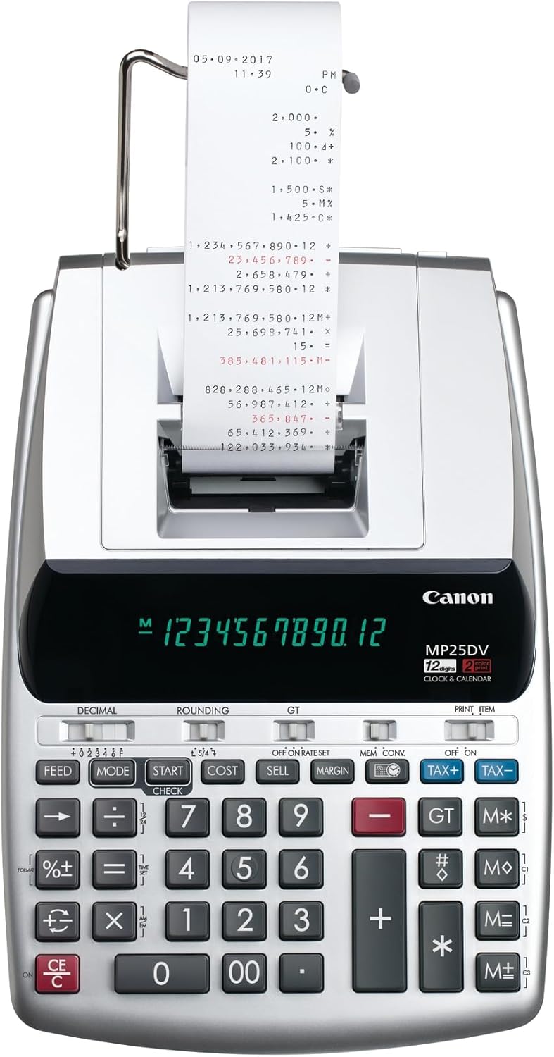 Canon Office Products 2202C001 MP25DV-3 Desktop Printing Calculator with Currency Conversion, Clock & Calendar - Image 2
