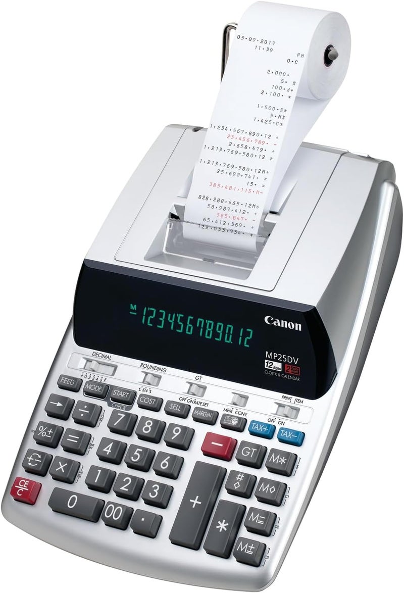Canon Office Products 2202C001 MP25DV-3 Desktop Printing Calculator with Currency Conversion, Clock & Calendar - Image 1