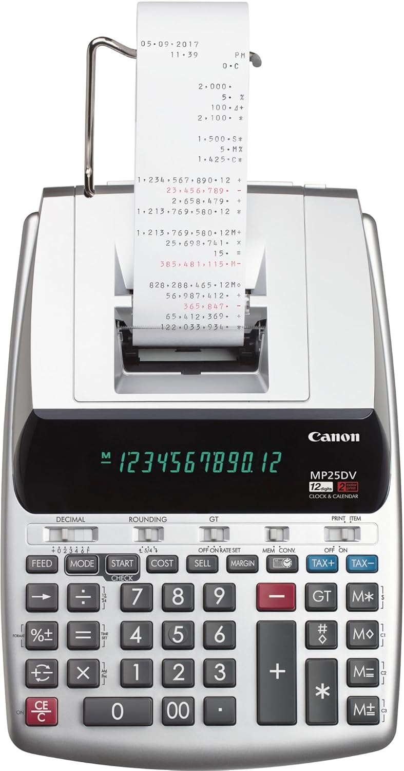 Canon Office Products 2202C001 MP25DV-3 Desktop Printing Calculator with Currency Conversion, Clock & Calendar - Image 5