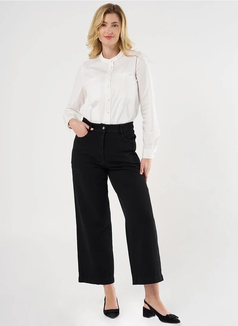 Kayra High-Waisted Denim Pants Black