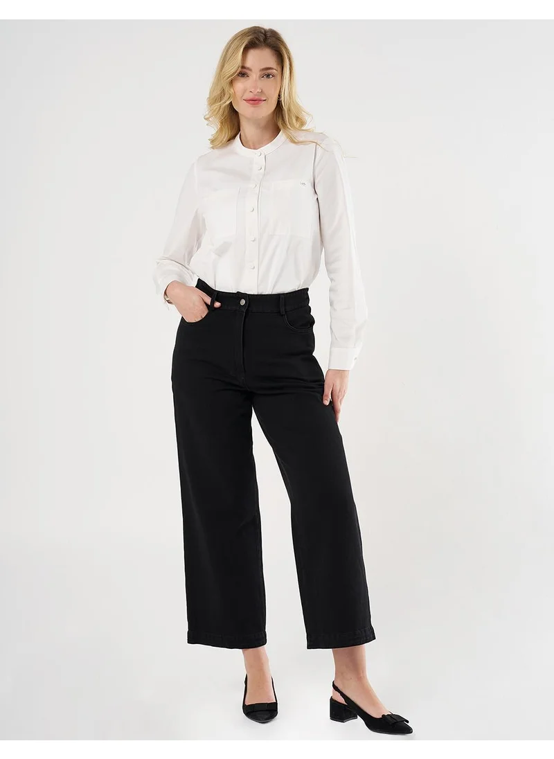 Kayra High-Waisted Denim Pants Black