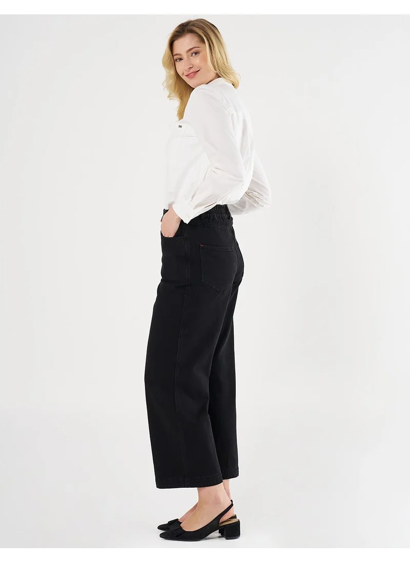 Kayra High-Waisted Denim Pants Black