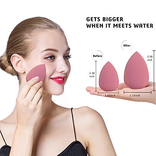 Leeshine Makeup Sponges Set - Beauty sponges Blending Blenders with 1 Holder and Egg Case, Flawless for Cream, Powder and Liquid (Pink, 4Pcs+1Holder+ case) - Image 4