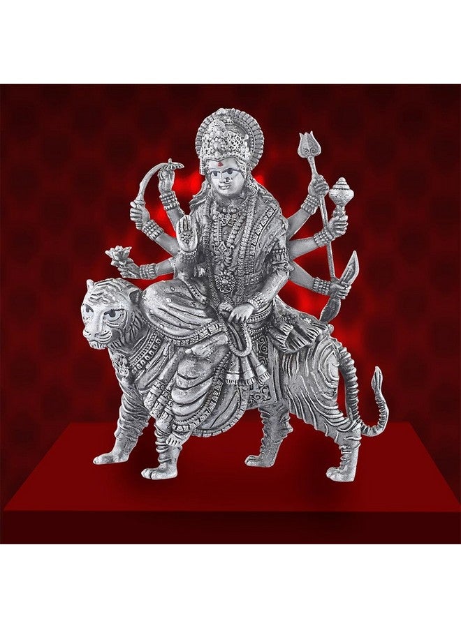 PRD CARATCAFE 925 Silver Goddess Maa Durga Statue of Hindu Deity Tiger, Home Decor Religious Icon for Navratri Festival & Home Pooja Hallmark Certified - Image 2