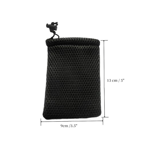 GDQLCNXB Nylon Mesh Drawstring Bag, Small Storage Pouch String Bags 5 x 3.5 Inch for Mini Stuff MP3 Charger Earphone Key,Black 6pcs - Image 3