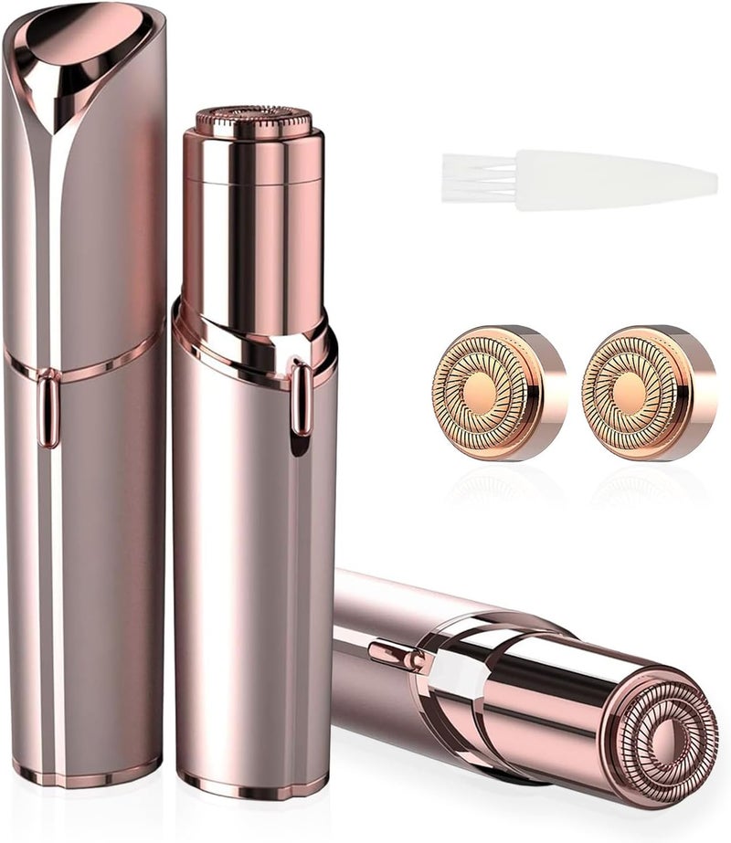 Womens Painless Hair Remover for Women Battery Powered Facial Hair Shaver for Lips Chin Neck and Cheek with 2 Replacement Heads and 1 Battery