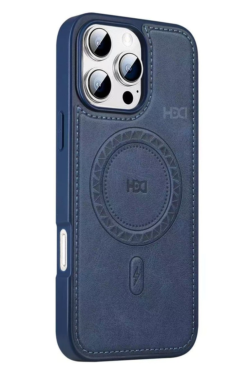 أتش دي دي اتش دي دي غطاء حمايه لهاتف ايفون 16 برو ماكس جراب مغناطيسي ياتي بحواف مرتفعة حول الشاشة تساعد على منع الخدوش - ازرق