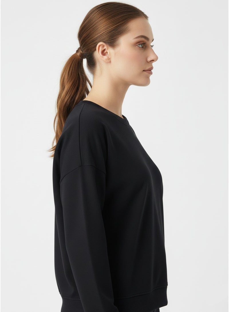 NEW LOOK Women’s Black Sweatshirt – Cotton Rich Crew Neck Casual Top - Image 4